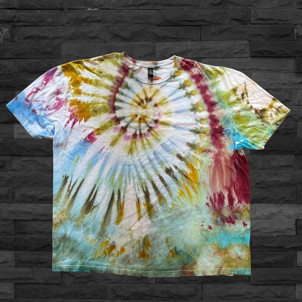 Ice Dyed Unisex T-shirt - Tie Dye Spiral Hand-dyed Men's Women's (Size 4XLarge)